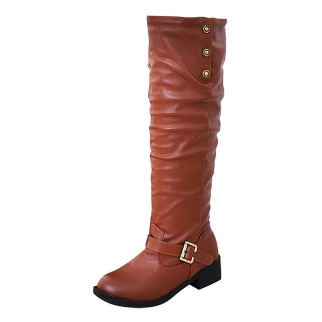 Retro Low-heeled Knight Boots