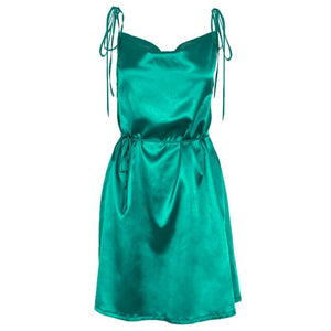 Irregular Collar Satin Dress